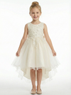 Hi-Low Lace Flower Princess Dress Girls Wedding Party Dress Sleeveless Elegant A-Line Wedding