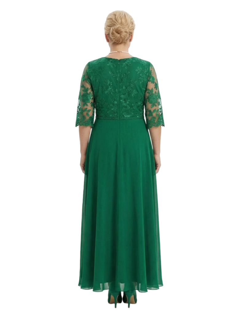 Modern Plus Size A-Line V-Neck Half Sleeves Mother Of The Bride Dress Chiffon Gown