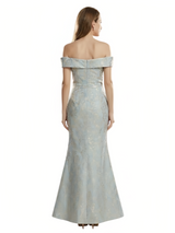 ChicSew Elegant Jacquard Satin Off Shoulder Mermaid Formal Evening Dresses For Women