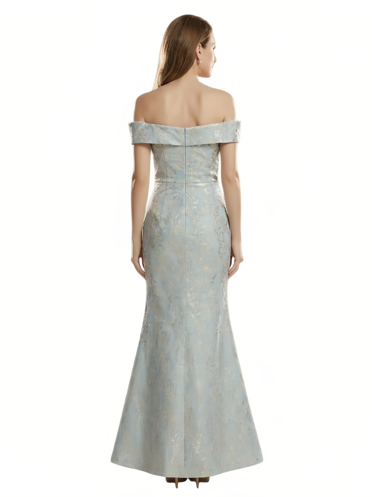 ChicSew Elegant Jacquard Satin Off Shoulder Mermaid Formal Evening Dresses For Women