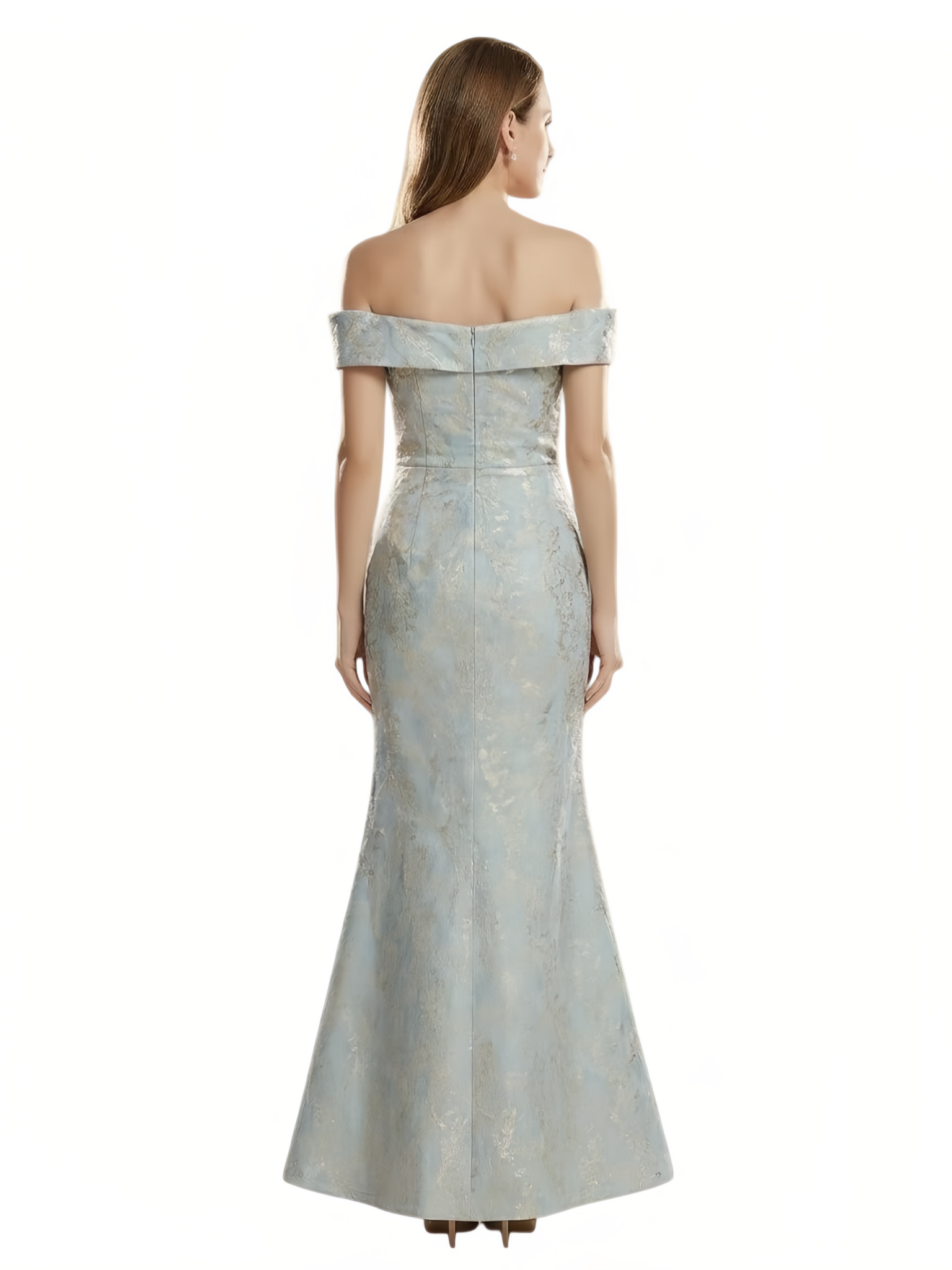 ChicSew Elegant Jacquard Satin Off Shoulder Mermaid Formal Evening Dresses For Women