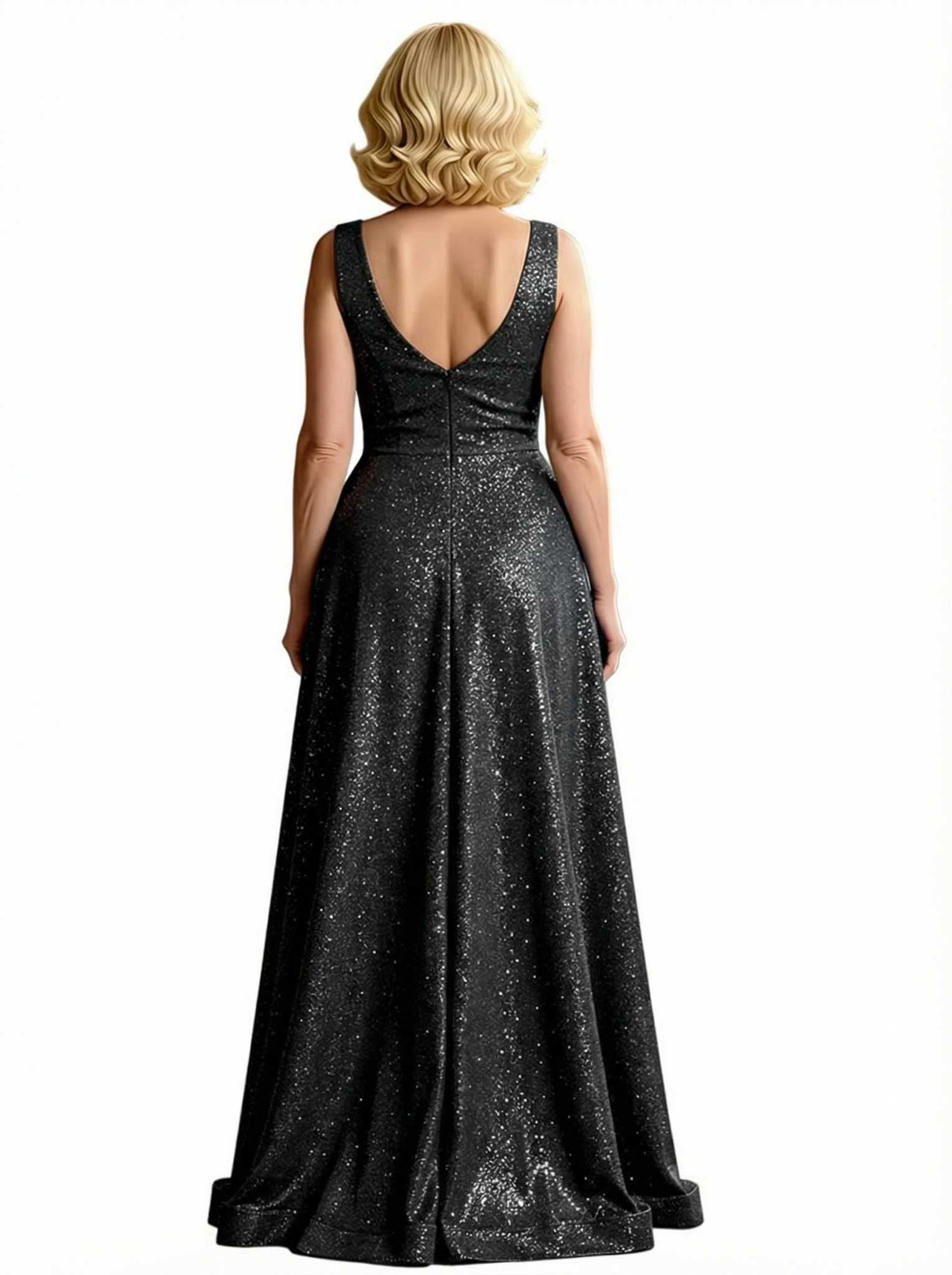 Glitter Jersey Scoop Sleeveless A-line Floor Length Mother of the Brides Dresses