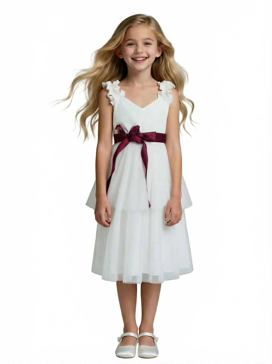 A Line Flower Dress Sweetheart Lace Girls Wedding Party Dress Boho Communion Dresses