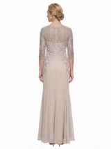 Chicsew Mother of The Bride Gown V-Neck Half Sleeve Lace Chiffon Trumpet Maxi Dress Unique Sophisticated