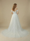 Mermaid Off Shoulder Sweetheart Boning Maxi Long Sequin Wedding Gowns With Overskirt
