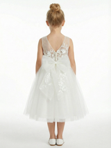 Floral Lace Flower Girl Dress Sleeveless Tulle Skirt Round Neck Wedding Toddler Bridesmaid