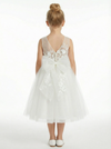 Floral Lace Flower Girl Dress Sleeveless Tulle Skirt Round Neck Wedding Toddler Bridesmaid
