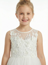 Floral Lace Flower Girl Dress Sleeveless Tulle Skirt Round Neck Wedding Toddler Bridesmaid