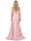 Chic Cape Neckline Formal Gown Ruched Bodice Satin Fabric Slit Mermaid Silhouette Floor Length Prom Dress