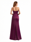 Trendy Strapless Asymmetrical Silky Satin Mermaid Long Evening Formal Dresses Side Slit