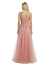 Beautiful Spaghetti Straps V-Neck Lace Appliques A-Line Tulle Ball Gown Formal Prom Dress
