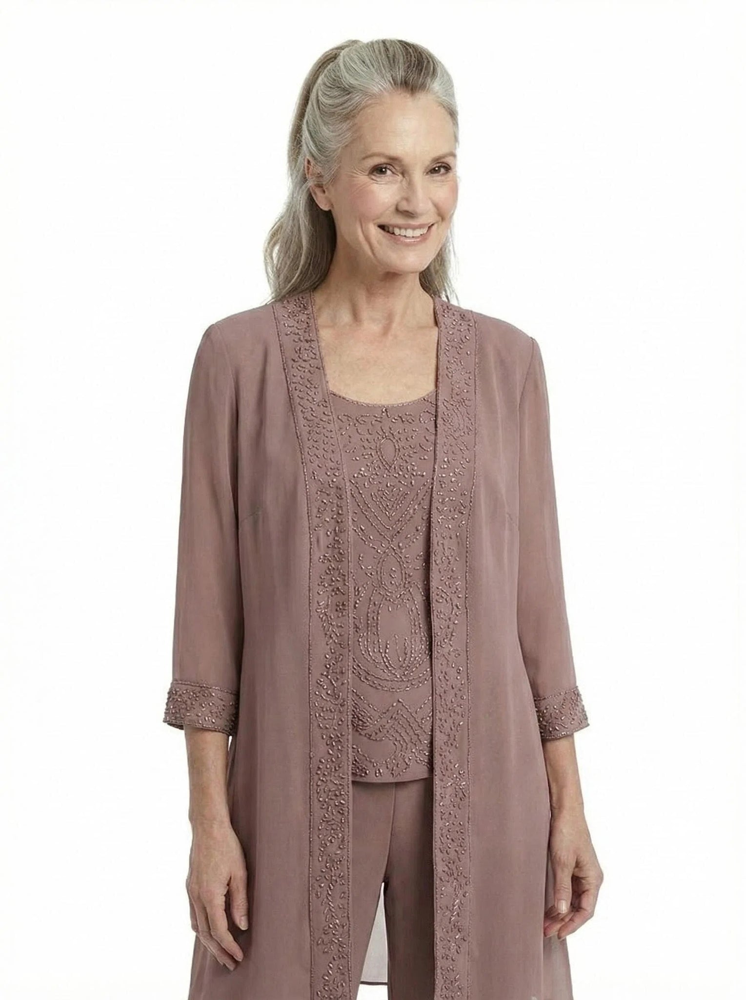 ChicSew Sophisticated Three Piece Pant Suit Beading Chiffon For Mother Of The Bride