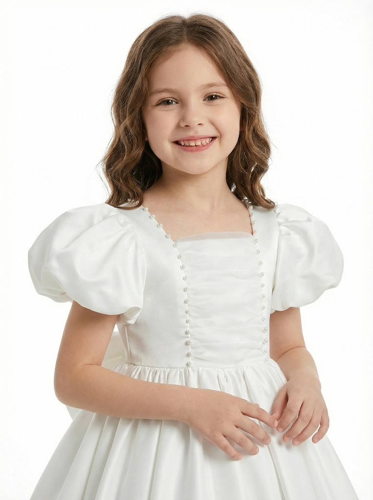 High Low Girls Wedding Guest Dress Lace Short Sleeve Boho Flowy Summer Party Gowns