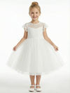 Floral Lace Toddler Flower Girl Dress Cap Sleeve Tulle Skirt Round Neck Wedding Communion Dresses