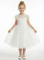 Floral Lace Toddler Flower Girl Dress Cap Sleeve Tulle Skirt Round Neck Wedding Communion Dresses