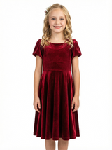 Wedding Flowers Girl Gowns Boho Velvet Dress Flower Princess Dress Gowns Knee Length