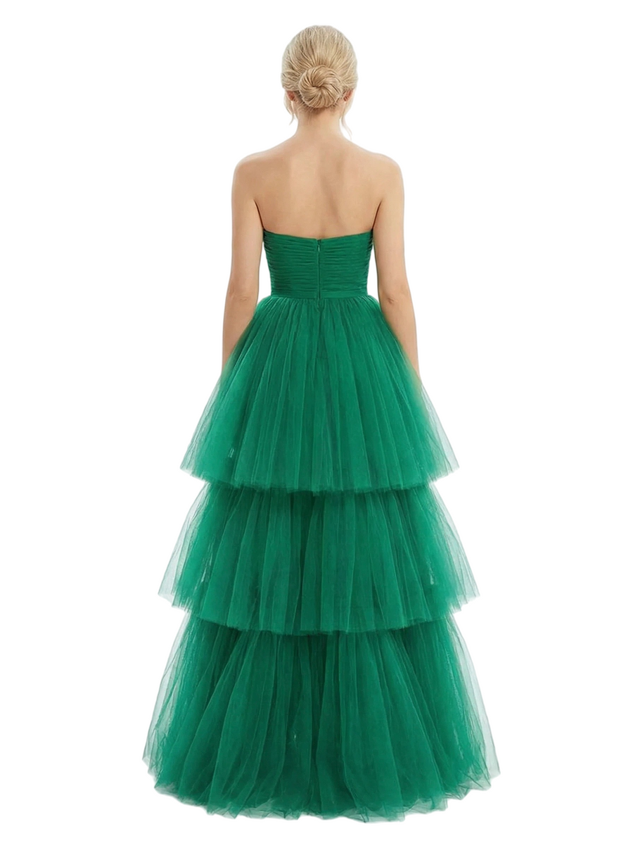 ChicSew Tulle Strapless Sleeveless A Line Long Party Ball Gown Prom Dresses