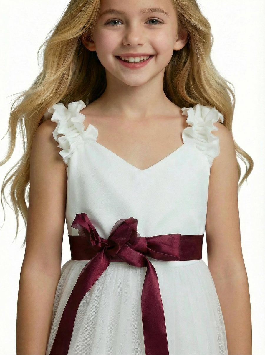 A Line Flower Dress Sweetheart Lace Girls Wedding Party Dress Boho Communion Dresses