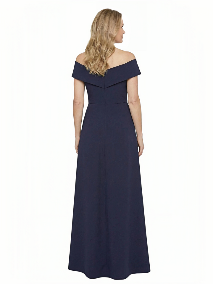 Chicsew Off Shoulder Sleeveless Jumpsuit Floor Length Stretch Crepe For Mother Of The Bride