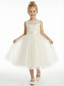 Cute Flowery Dress Lace Girls Wedding Party Dress A-Line Tulle Ball Gowns Sleeveless