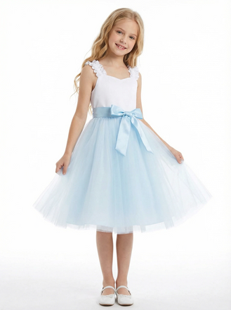Sweetheart Lace Girls Wedding Party Dress Knee Length Puffy Communion Dresses