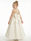 Satin Junior Bridesmaid Dress Bow Knot Skirt Round Neck Modest Long Flower Birthday Dress