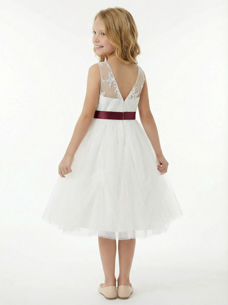 Princess Lace Flower Wedding Flowers Girl Gowns Boho Bow Knot Dress Flower Princess Gowns Cute