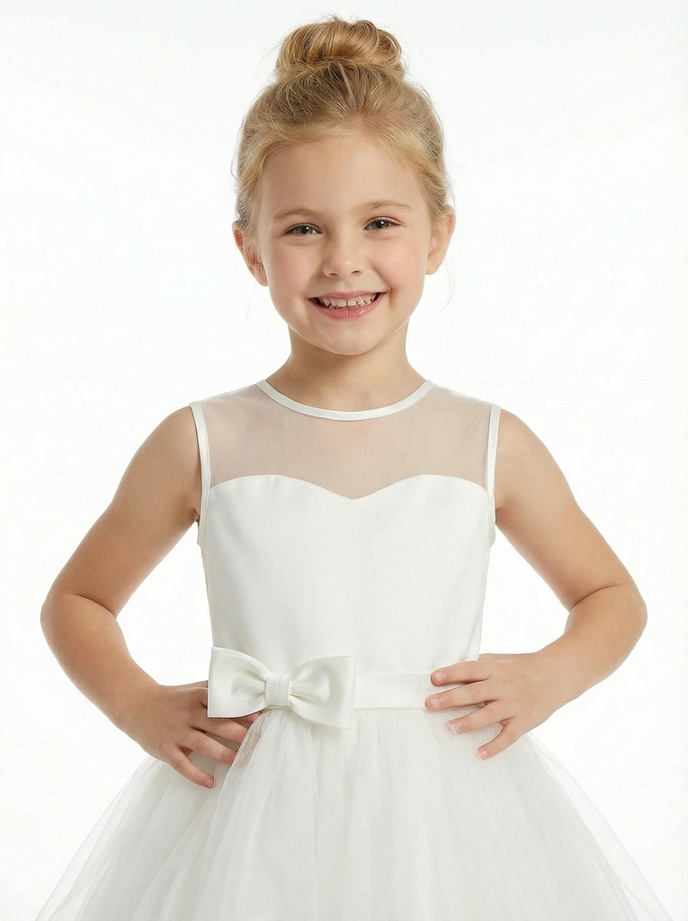 Simple Satin Flower Girl Dress Sleeveless Skirt Elegant A-Line Flower - ChicSew Simple Satin Flower Girl Dress Sleeveless Skirt Elegant A-Line Flower - ChicSew