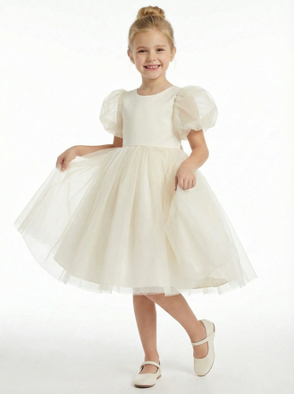 Girl First Communion Dress Tulle Childrens Dresses for Wedding Ball Gown Formal Knee Length