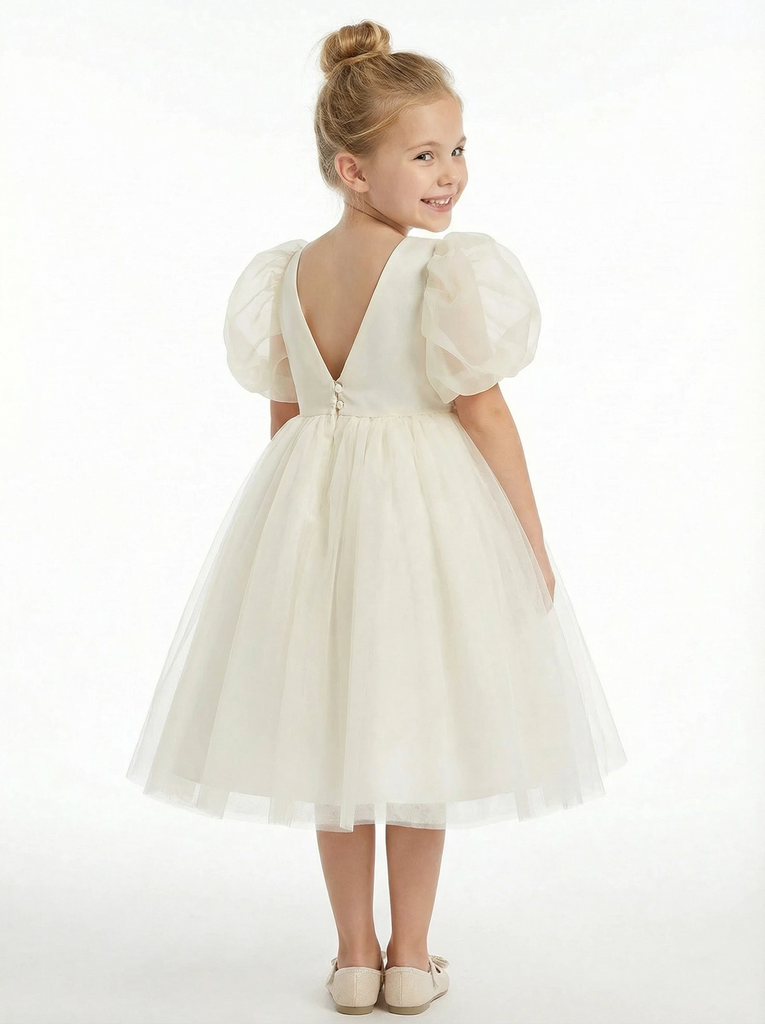 Girl First Communion Dress Tulle Childrens Dresses for Wedding Ball Gown Formal Knee Length