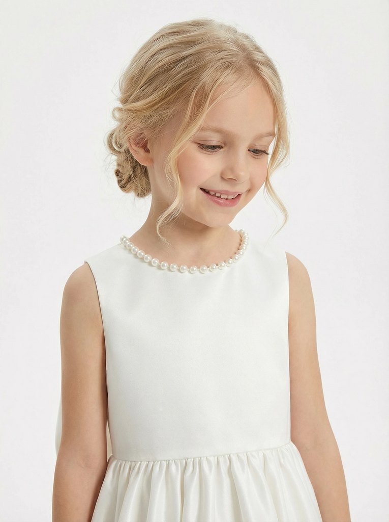 Floral Lace Toddler Flower Girl Dress Sleeveless Tulle Skirt Sash Round Neck for Wedding