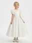 Satin Tulle Girls Princess Dress Strap Bow Sash A-Line Wedding Guest Gowns Bow Knot