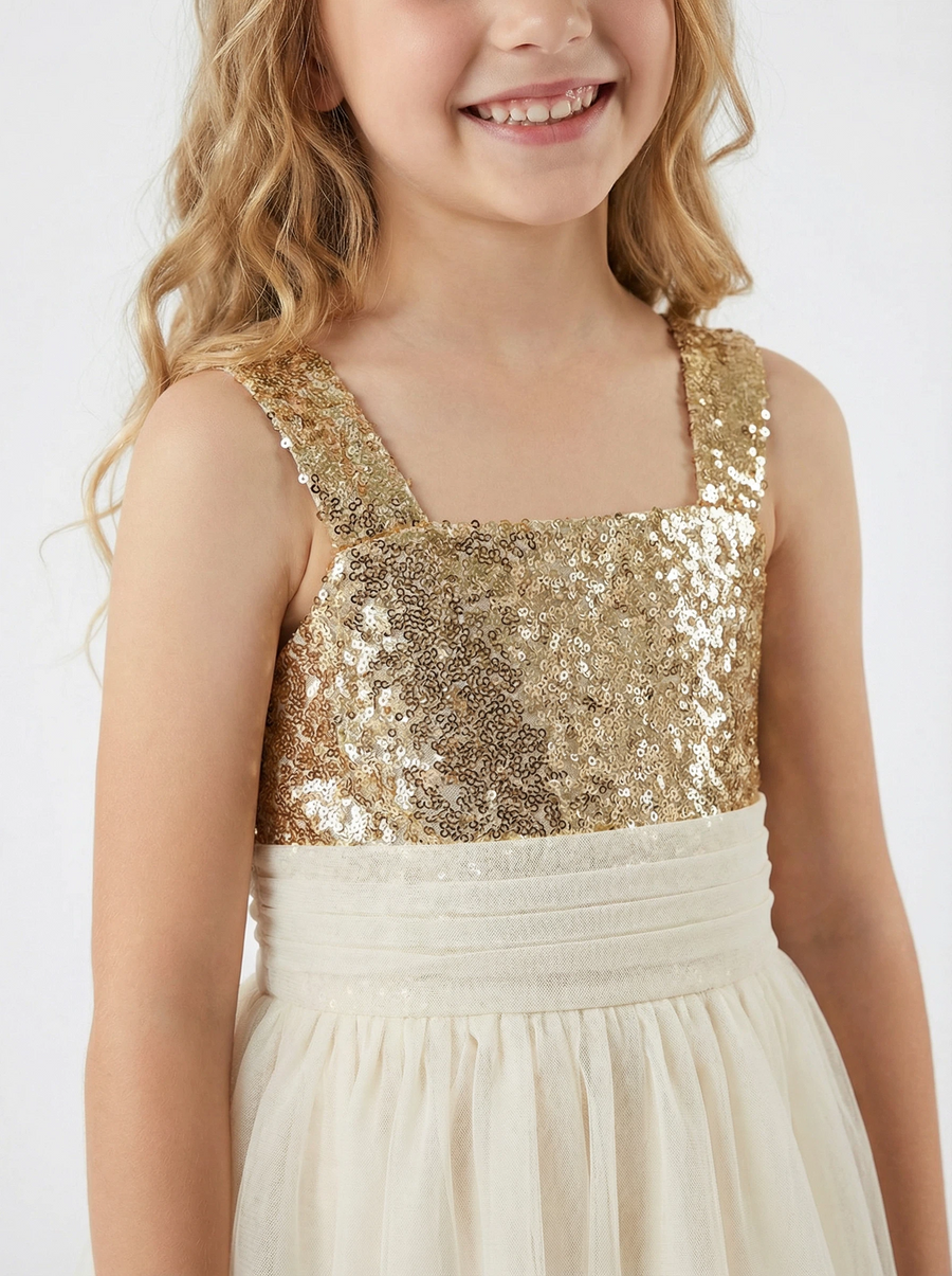 Boho Wedding Flowers Girl Gowns Sequin Dress Flower Princess Gowns Baby Communion Dresses