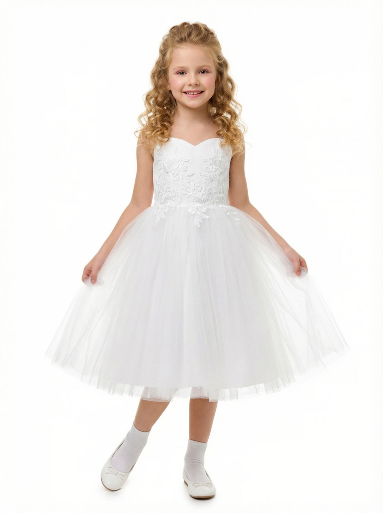 Ladies Lace Flower Wedding Flowers Girl Gowns Boho Dress Flower Princess Gowns Spaghetti-Straps