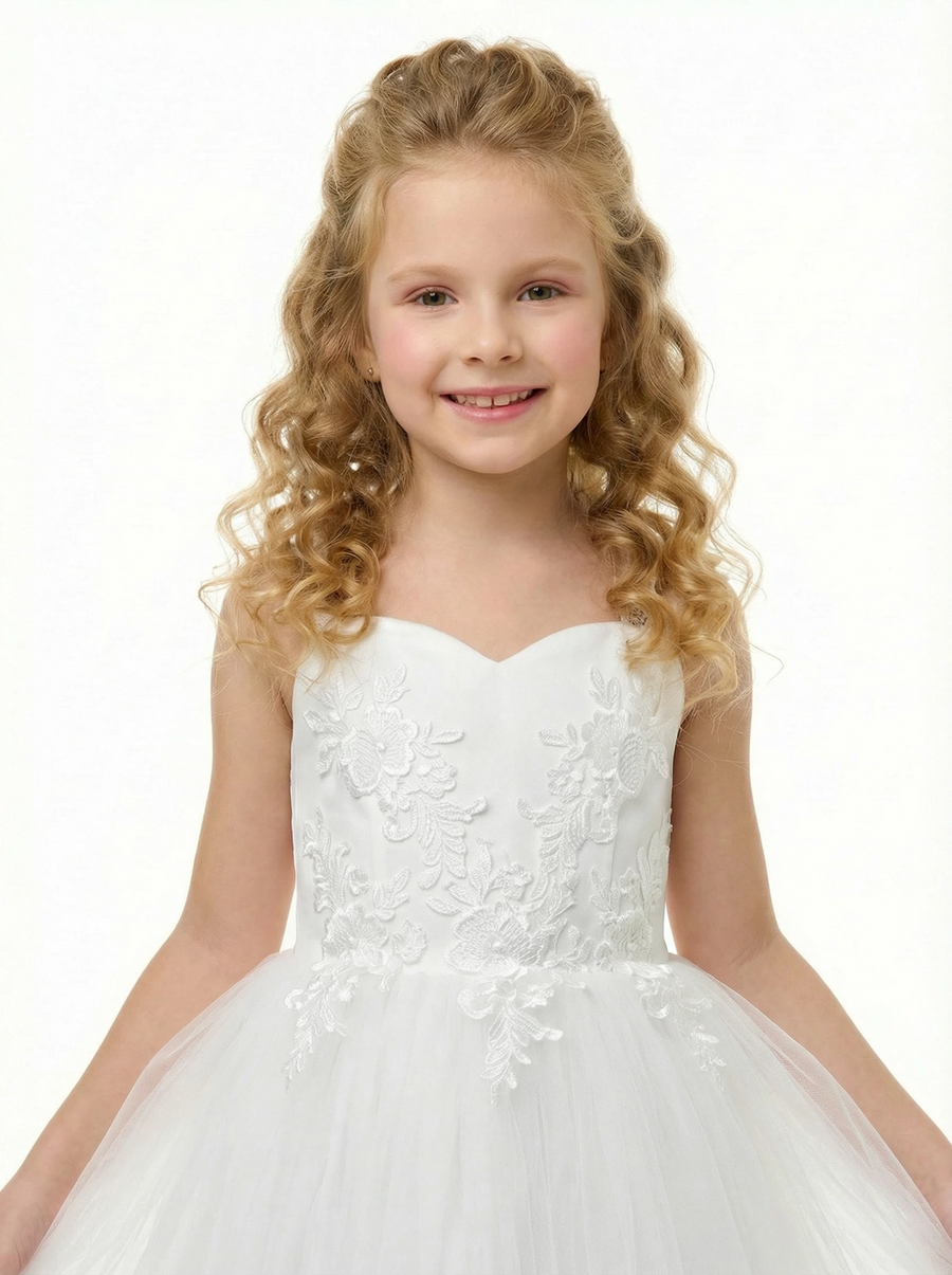 Ladies Lace Flower Wedding Flowers Girl Gowns Boho Dress Flower Princess Gowns Spaghetti-Straps