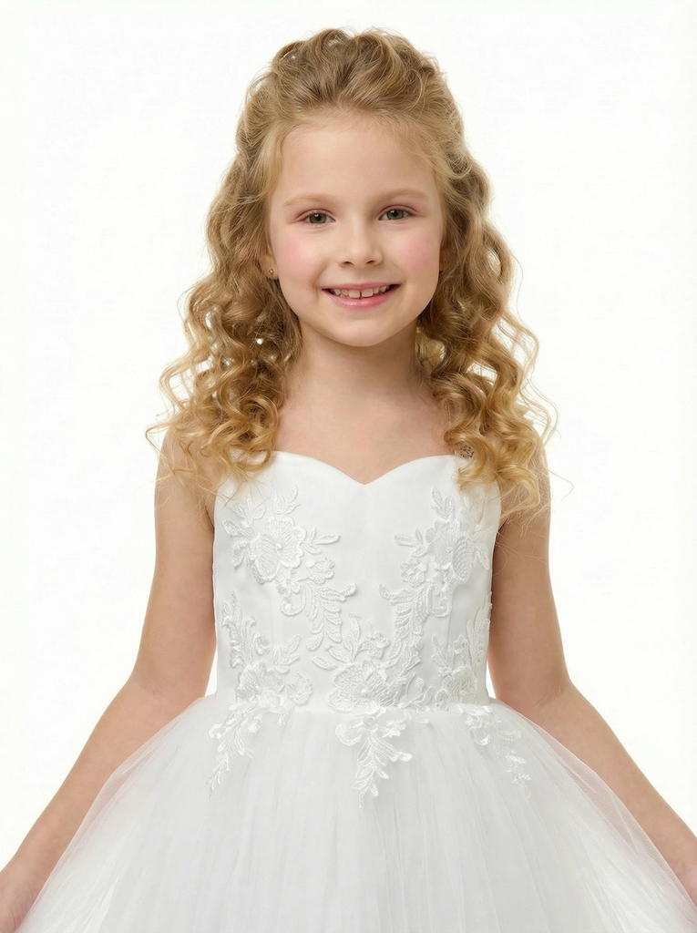 Ladies Lace Flower Wedding Flowers Girl Gowns Boho Dress Flower Princess Gowns Spaghetti-Straps