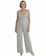 ChicSew Elegant Mother Of The Groom Pant Suits With Sequin Lace Jacket Modern Evening Set