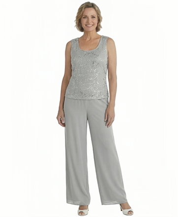 ChicSew Elegant Mother Of The Groom Pant Suits With Sequin Lace Jacket Modern Evening Set