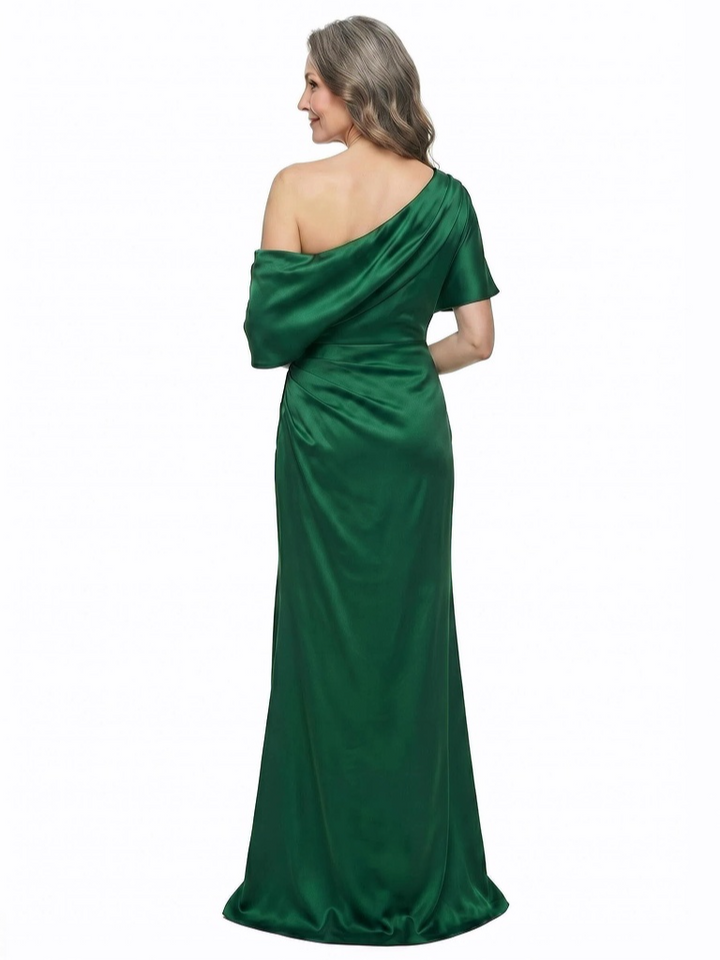 ChicSew Asymmetrical Satin Floor Length Mermaid Mother of The Bride Dress With Slit