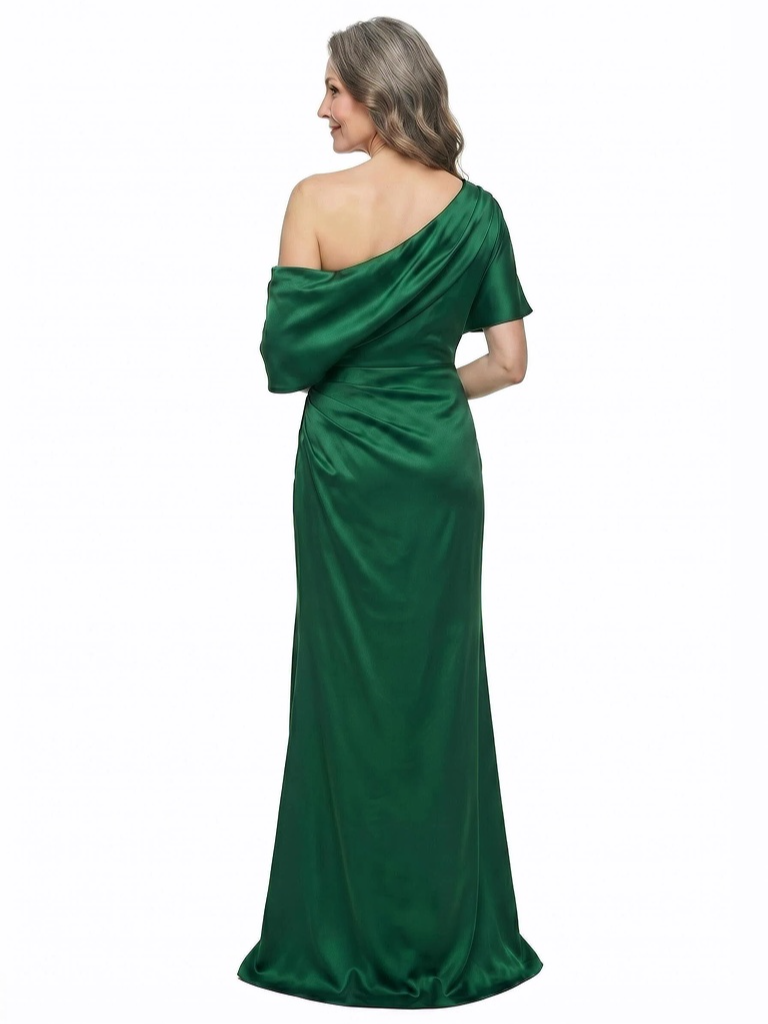 ChicSew Asymmetrical Satin Floor Length Mermaid Mother of The Bride Dress With Slit