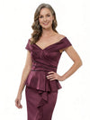 ChicSew Off The Shoulder Beaded Satin Mermaid Floor-Length Mother of the Bride Dress