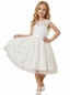 Lace Satin First Communion Dress Girls Party Dresses Scoop Neck Sleeveless Ball Gown Formal