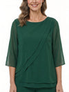ChicSew Scoop 3/4 Sleeve Chiffon Two-Piece Mother of the Bride Pant Suit