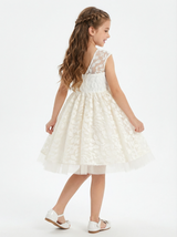 Lace Satin First Communion Dress Girls Party Dresses Scoop Neck Sleeveless Ball Gown Formal
