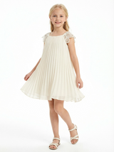 Flower Birthday Dress Gilsr Party Dress Chiffon Boho Communion Wedding Guest Gowns Cap Sleeve