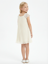Flower Birthday Dress Gilsr Party Dress Chiffon Boho Communion Wedding Guest Gowns Cap Sleeve