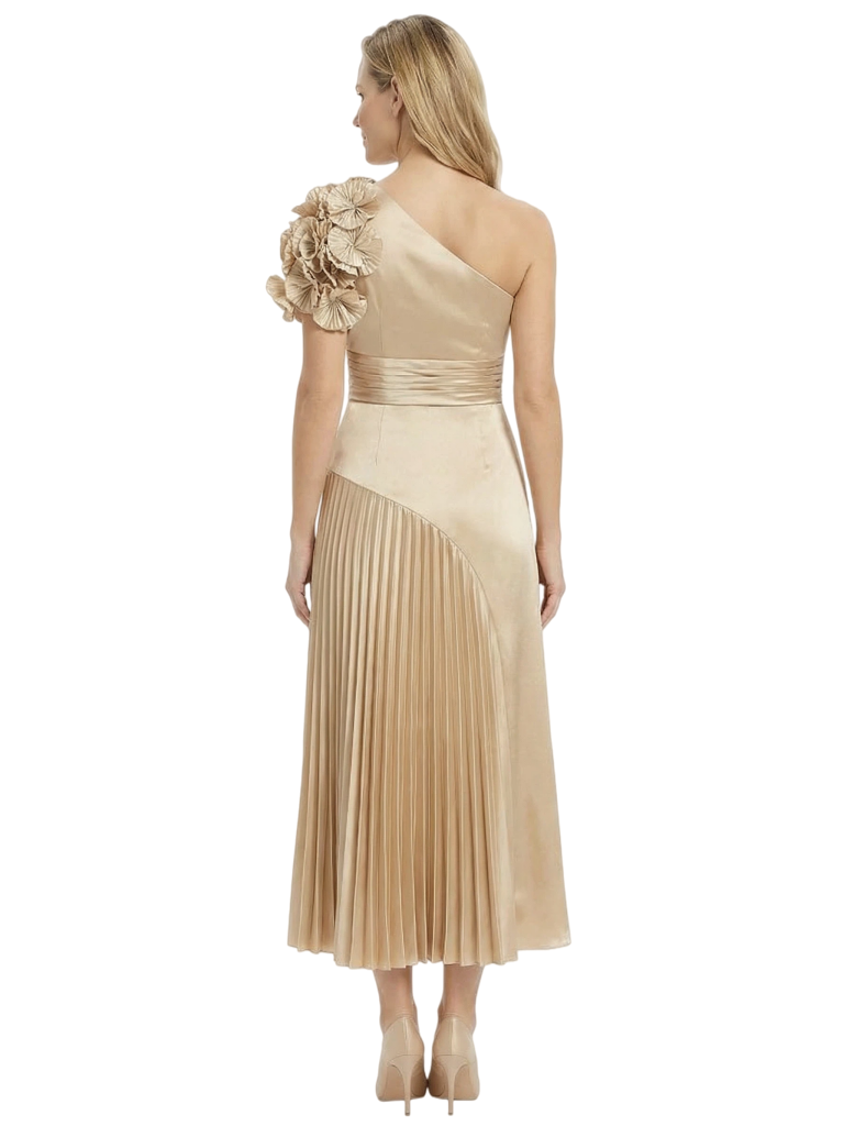 Classy Tea Length Satin A-Line Sleeveless Modern Mother of the Bride Dresses