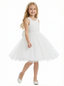 Square Neck Lace Flower Girl Dress Sleeveless Tulle Overlay Pageant Party Gowns