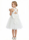 Square Neck Lace Flower Girl Dress Sleeveless Tulle Overlay Pageant Party Gowns