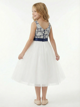 Girls Dresses for Wedding Lace Party Dress Tea Length Bow Sash Boho Communion Dresses
